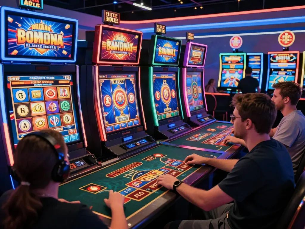 Exciting scene illustrating players enjoying various games on man88's vibrant online gaming platform.