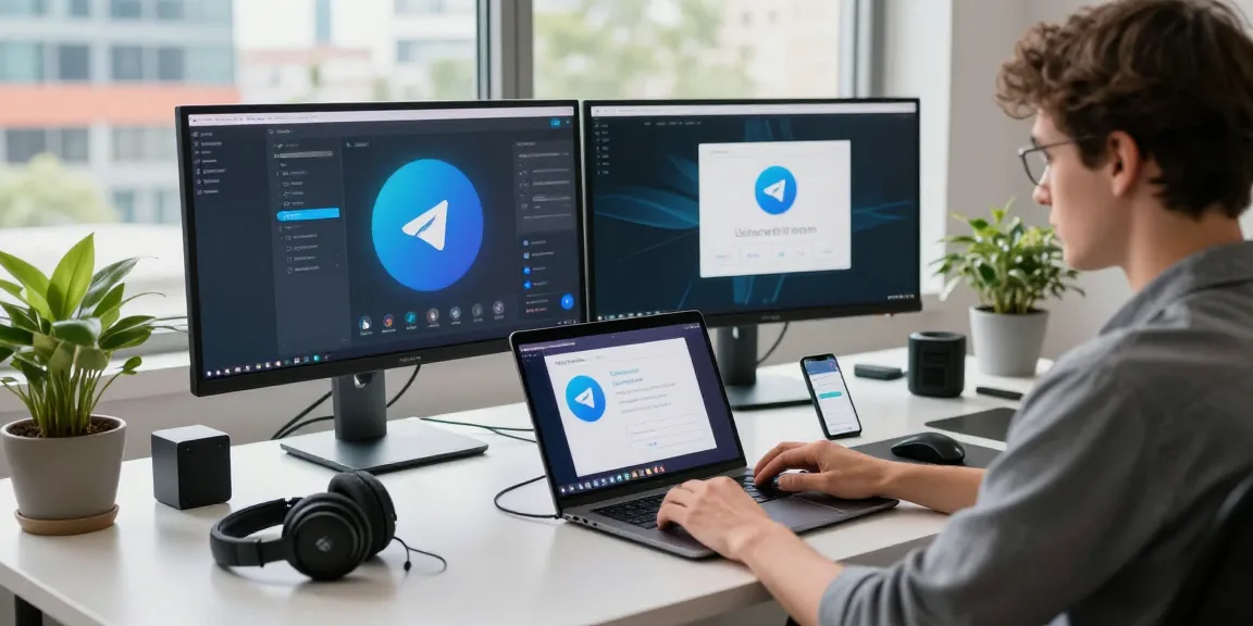 Download Telegram on a modern workspace setup showcasing productivity and connectivity.