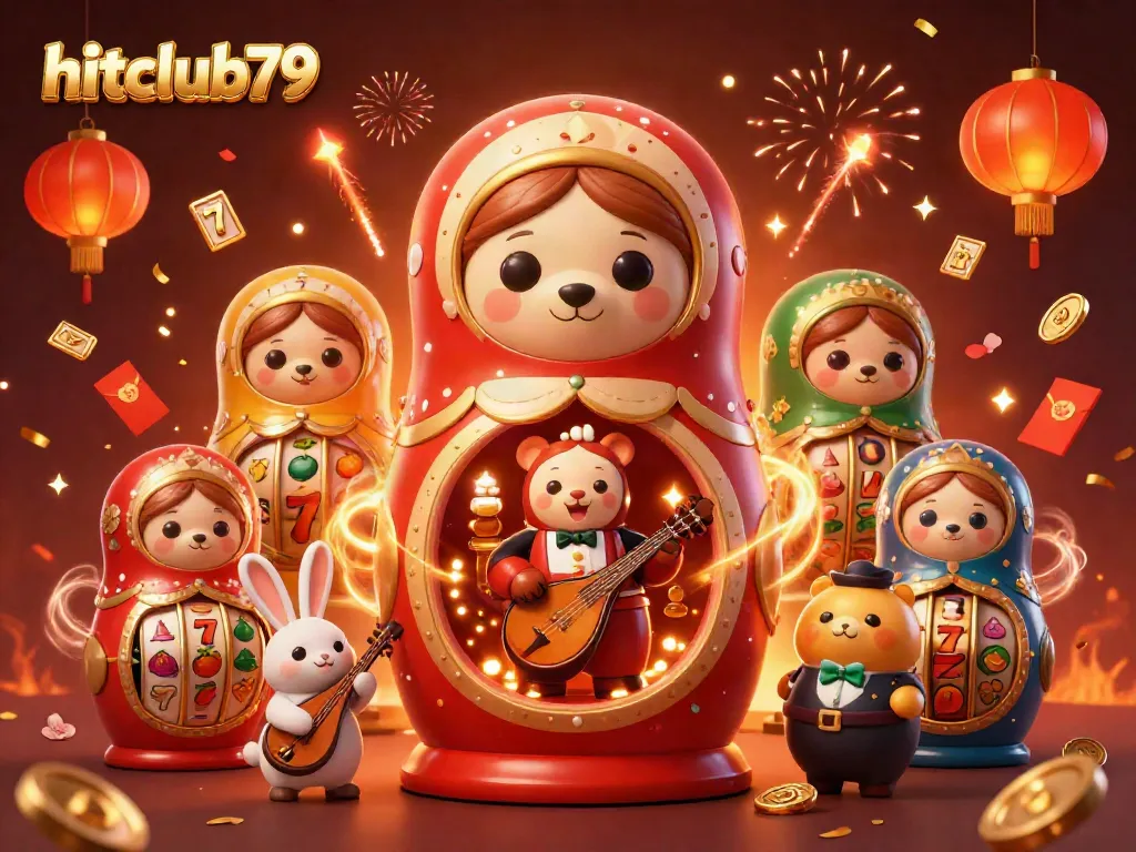Experience the exciting atmosphere of hitclub79 with a vibrant casino illustration featuring bears and celebratory elements.
