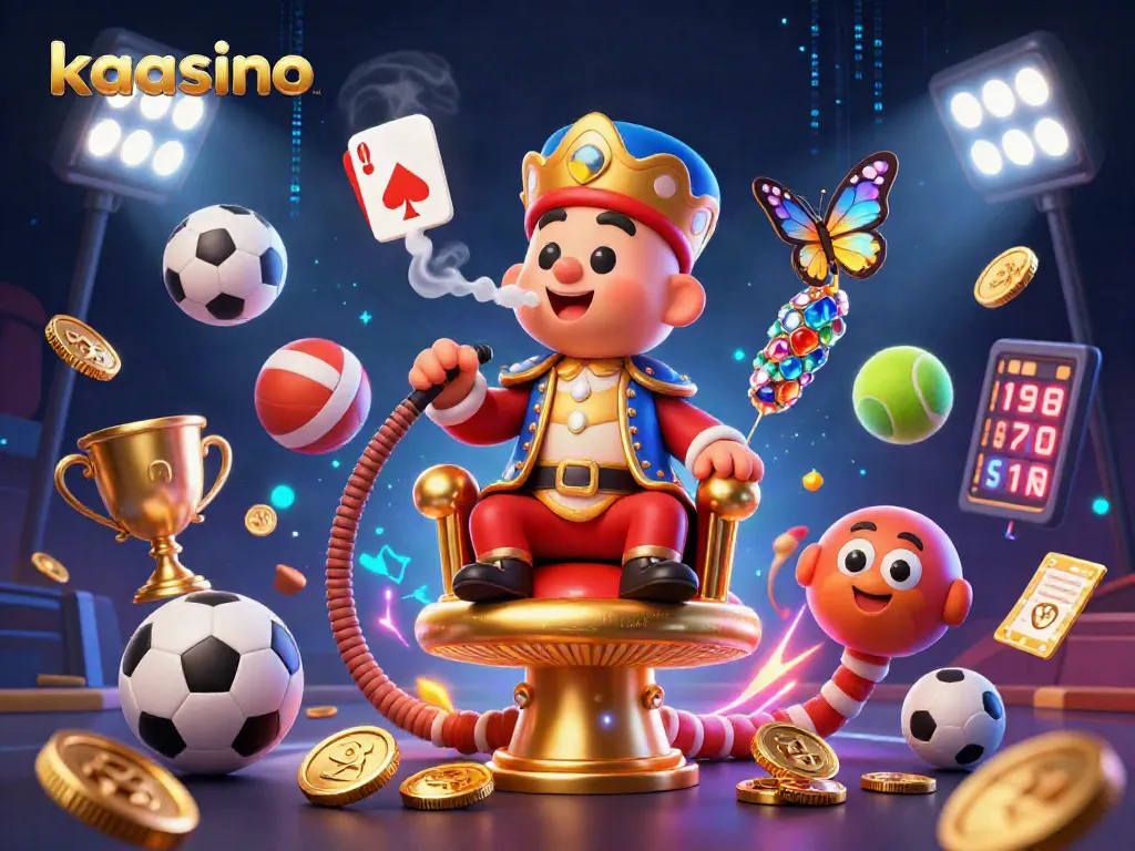 Experience engaging casino action with kaasino, featuring a whimsical caterpillar master amidst dynamic gaming elements.