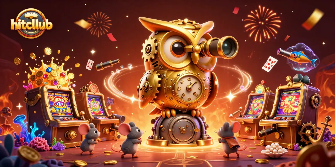 Engage in thrilling gaming action at hitcllub with vibrant slot machines and energetic characters.